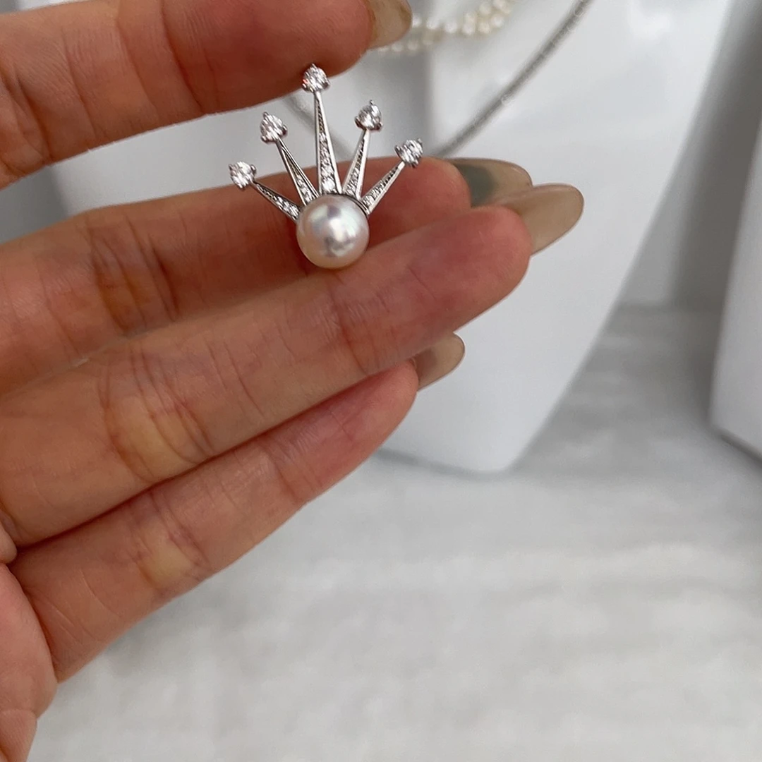 海水珍珠银S925镶嵌吊坠(不含链)