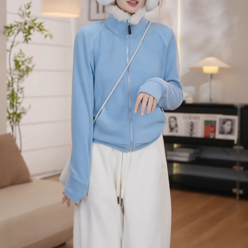 秋冬新款高级感洋气宽松显瘦高领卫衣开衫外套LK2507932