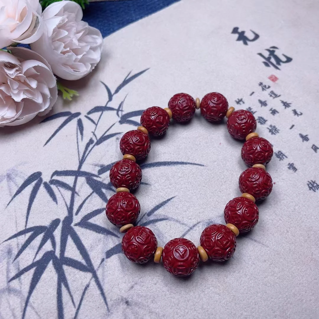 含辰砂工艺品朱砂八方来财手串147