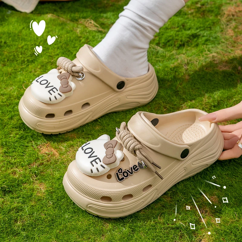 增高软底夏季女新款包头拖洞洞鞋eva防臭防滑女士eva厚底居家防滑