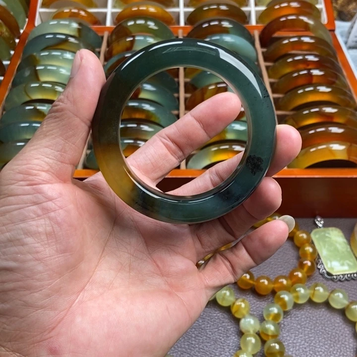 缘***分蛇纹石玉未镶嵌手镯手串戒指吊坠