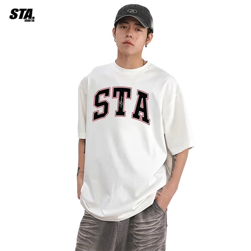 夏季透气宽松T恤短袖男士潮牌美式重磅纯棉短袖男t恤