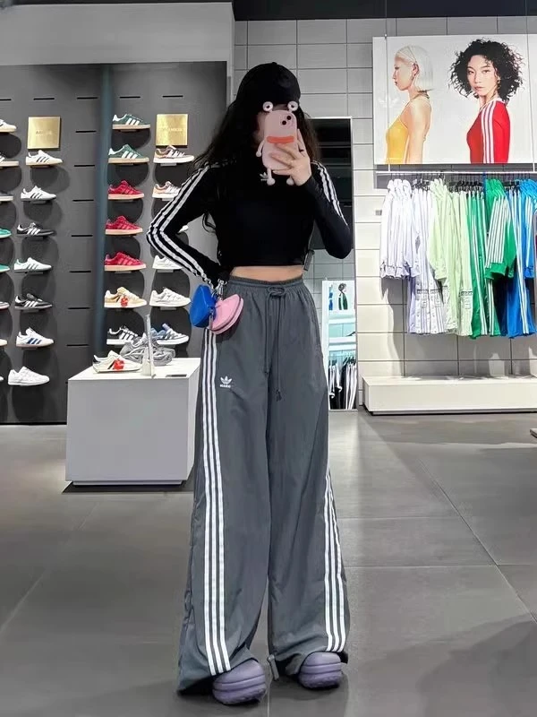 【商场撤柜】夏季刺绣标情侣速干阔脚裤男女同款扭扭裤运动休闲裤