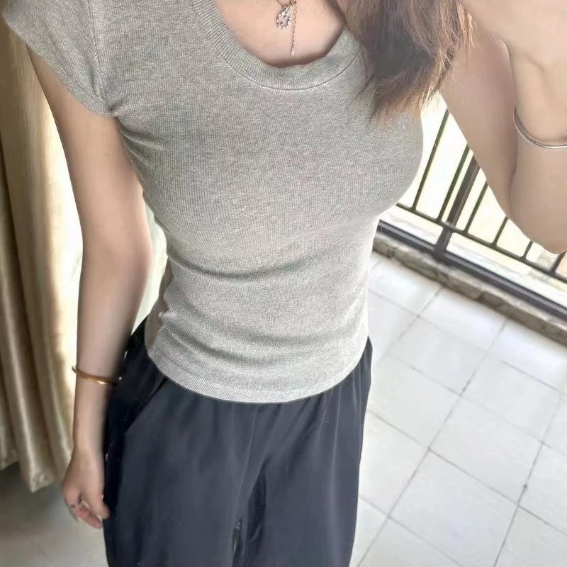 徐秋阳  氧气苏打  百搭时尚休闲春季修身软糯显瘦短袖10780-