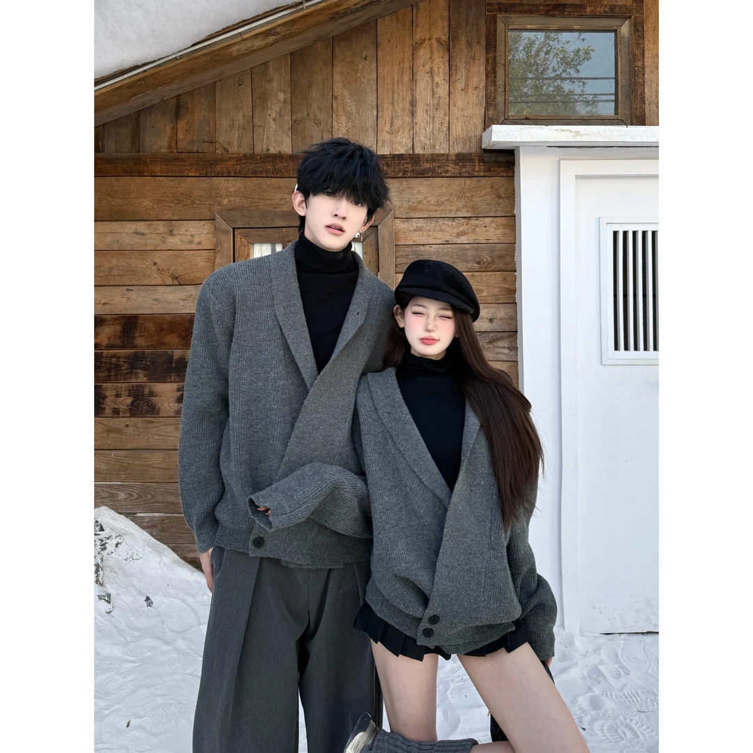 道袍开衫毛衣情侣装男女秋冬季宽松老钱慵懒风高级感针织衫外套潮