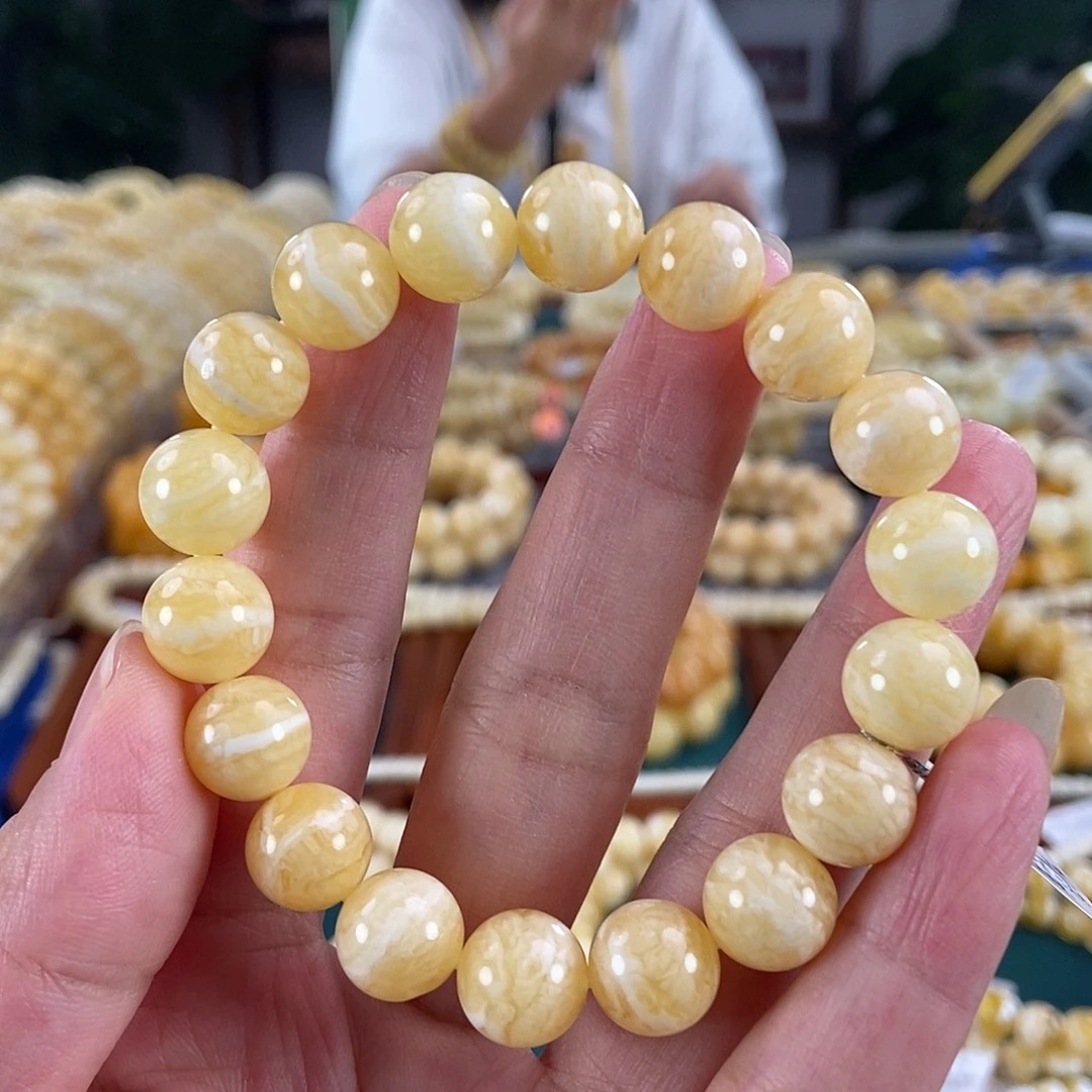 琥珀未镶嵌珠宝奇石11虎皮圆珠13.91