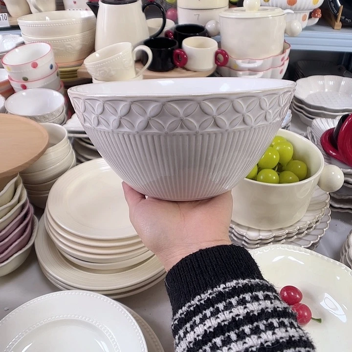 瓷片瑕疵特价陶瓷汤碗2只