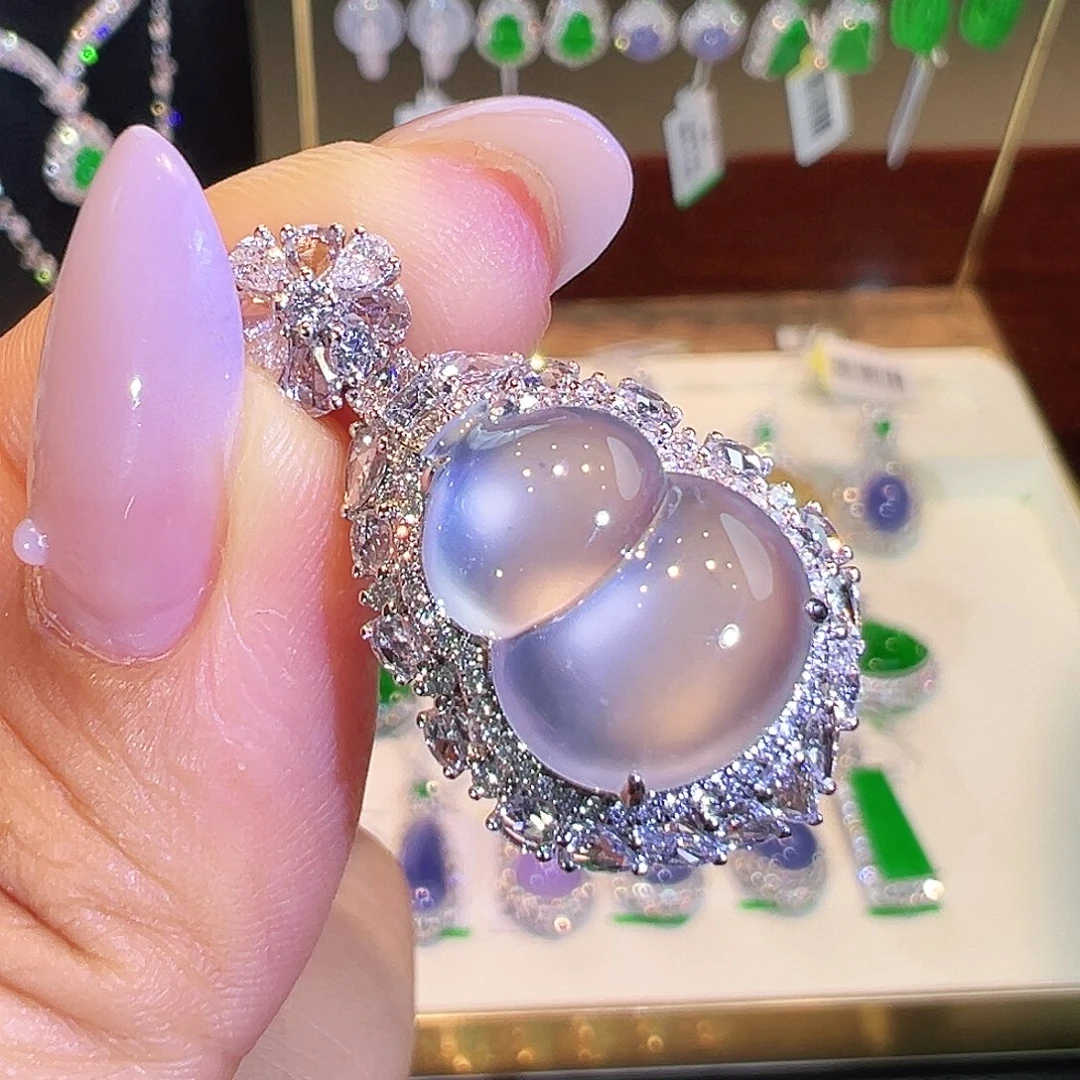 吊坠(不含链)18K金镶嵌翡翠