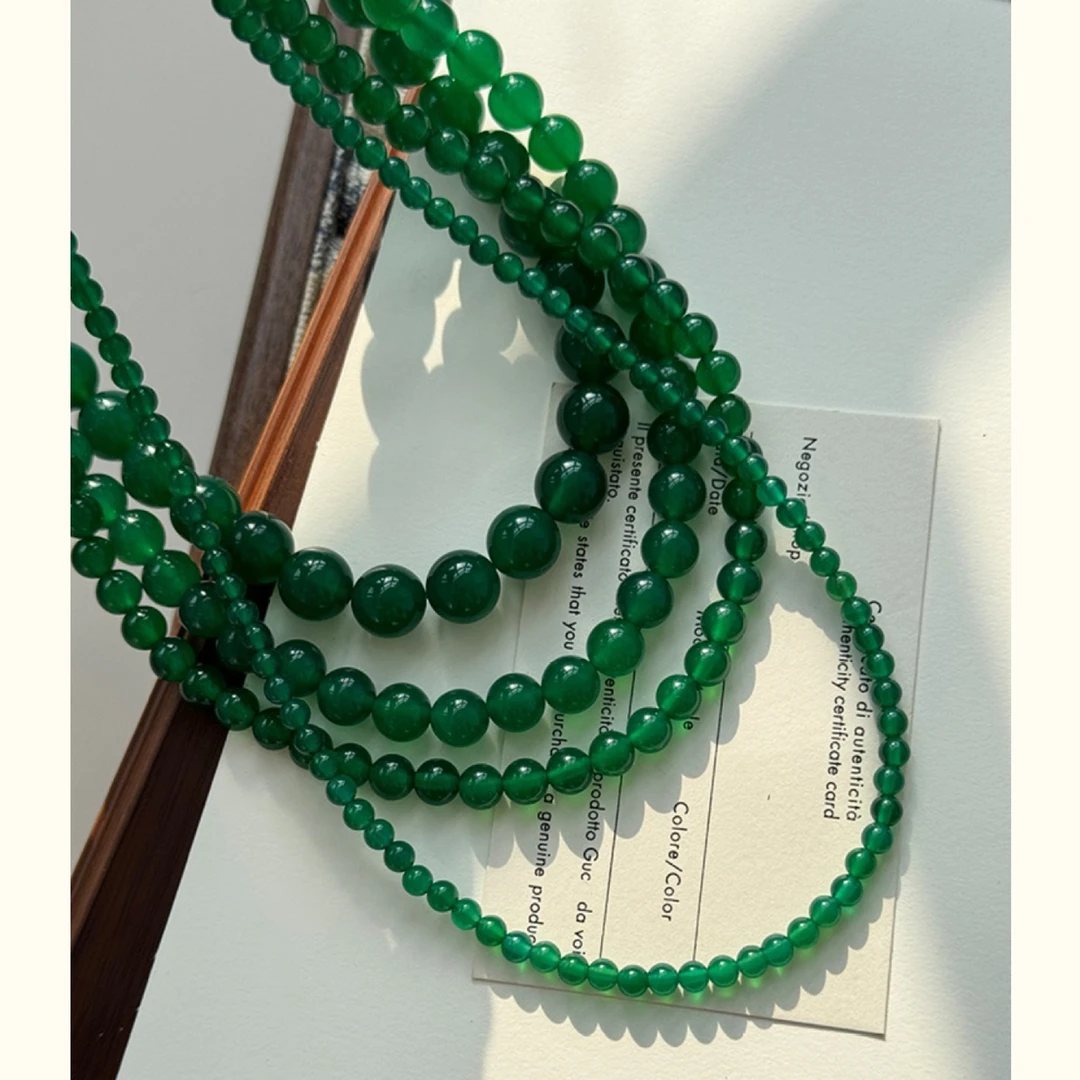 新中式简约风高级感几何琉璃串珠锁骨链女款潮流百搭项饰