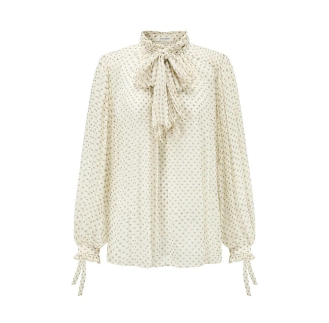 INTO THE EAST 25春夏 迷你腰果拉夫领真丝上衣