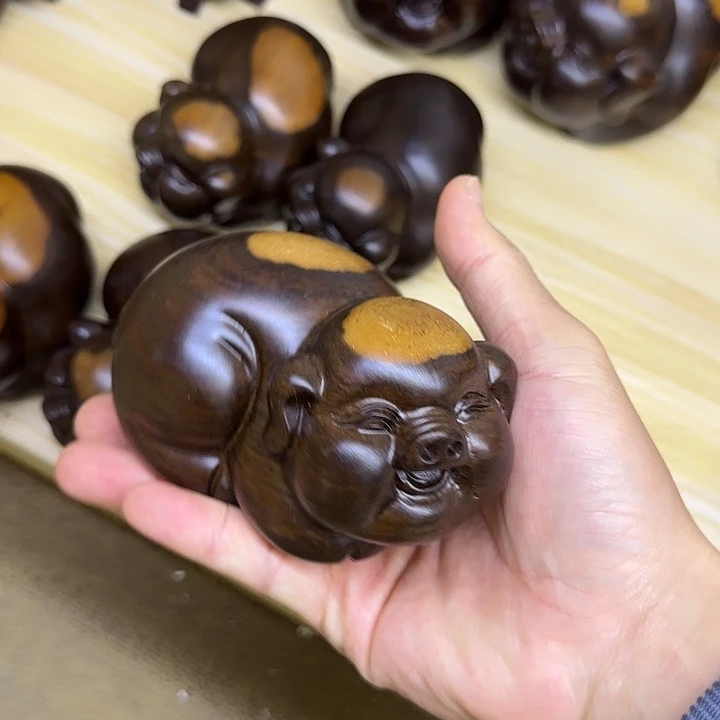 木黑檀木12双色福气猪一只