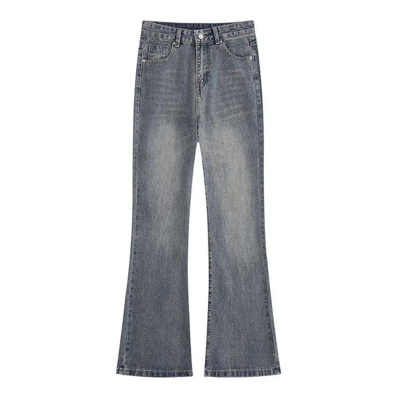 艾格蓝色复古微喇牛仔裤女2025春夏爆款时尚百搭高腰马蹄喇叭裤子