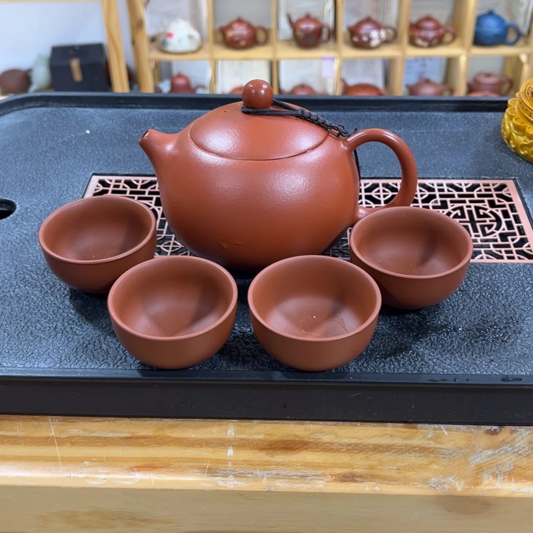紫砂茶案胖西施（一壶四杯）
