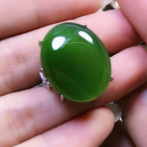 和田玉戒指银S925镶嵌