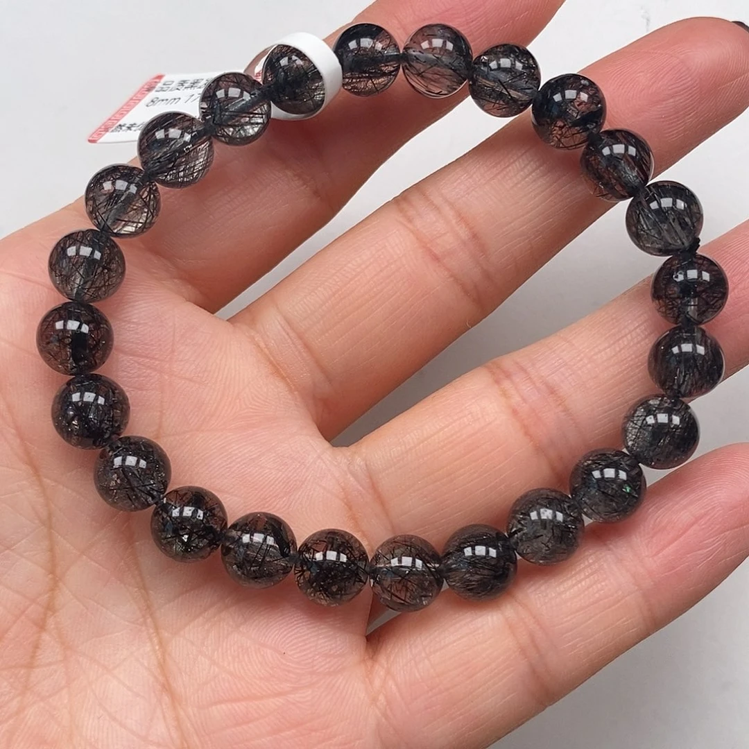 未镶嵌手链水晶黑发晶8+