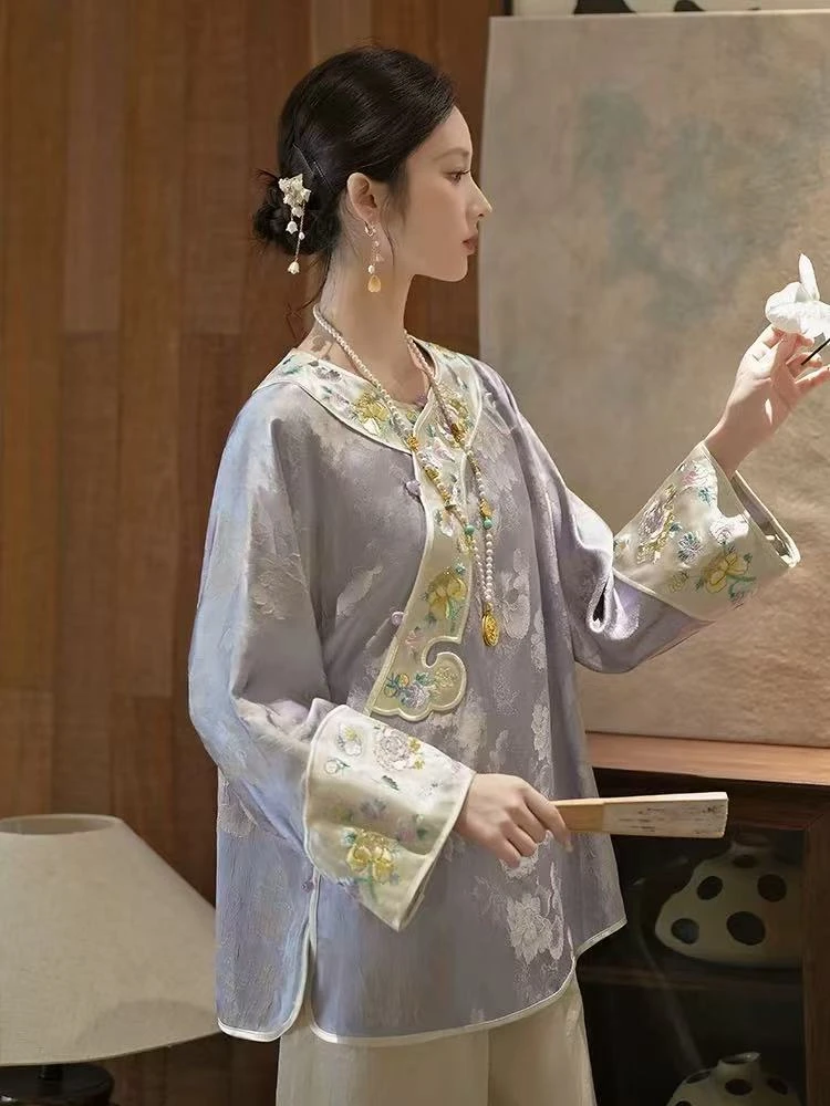 新中式国风女装上衣女2025秋季新款重工刺绣高级感小衫女