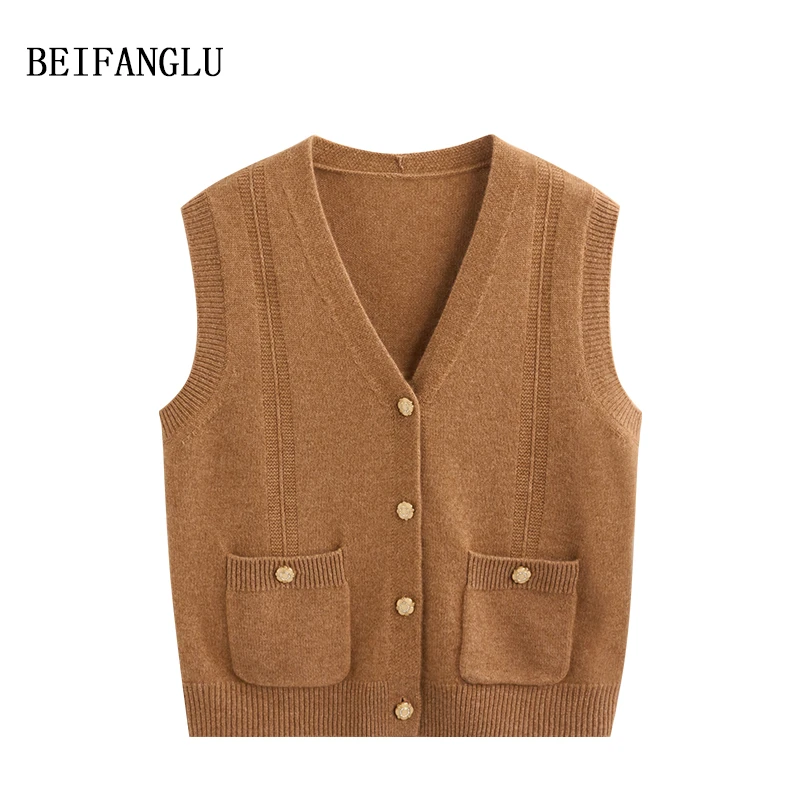 北方鹿山羊绒法式叠搭马甲2025早春气质V领无袖针织马甲女1152