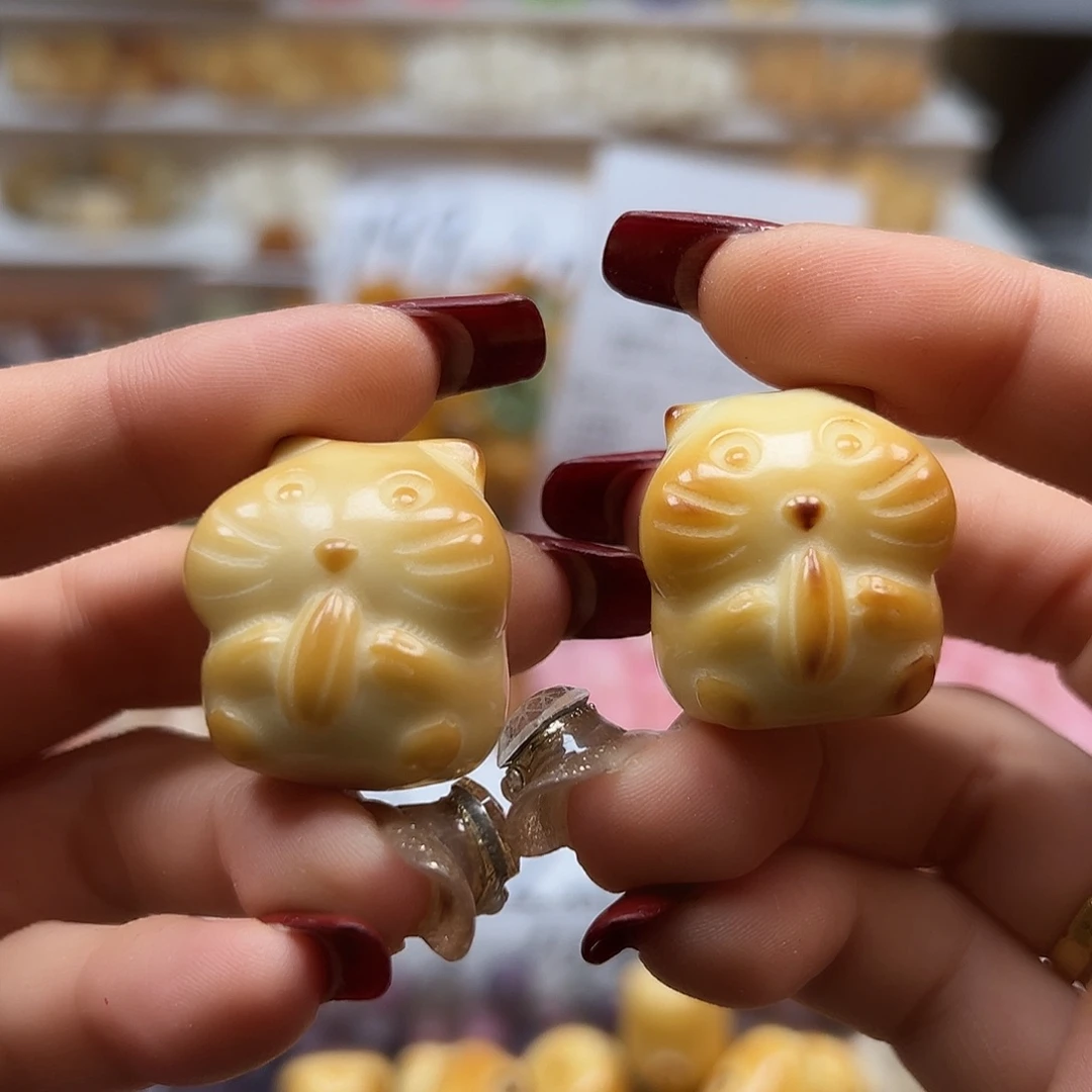 手串菩提根/象牙果微瑕炭烤仓鼠4颗有l裂