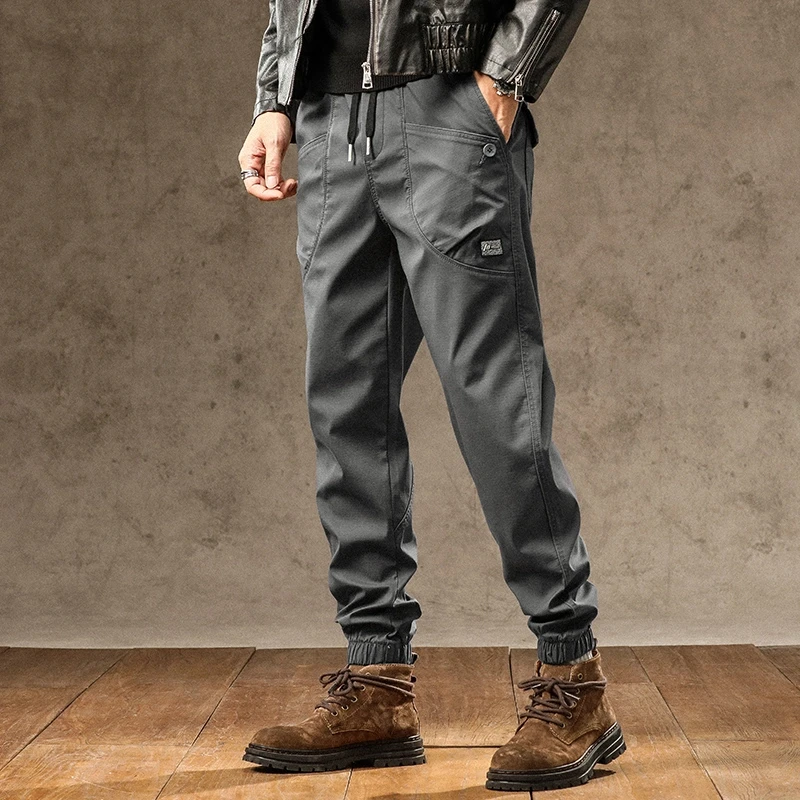 Cebrodz春季加绒工装裤男新款宽松束脚休闲裤男士多口袋