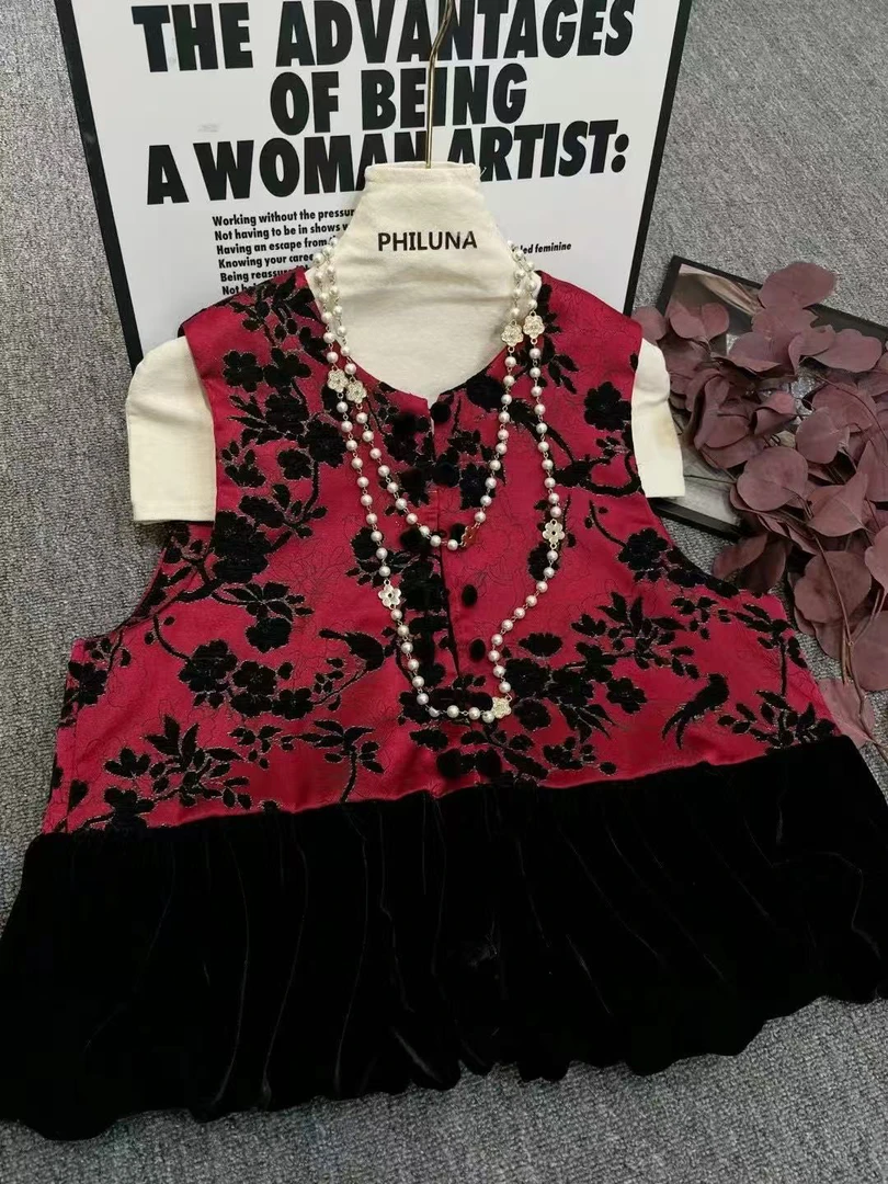 【女王定制】高定拼丝绒红马甲