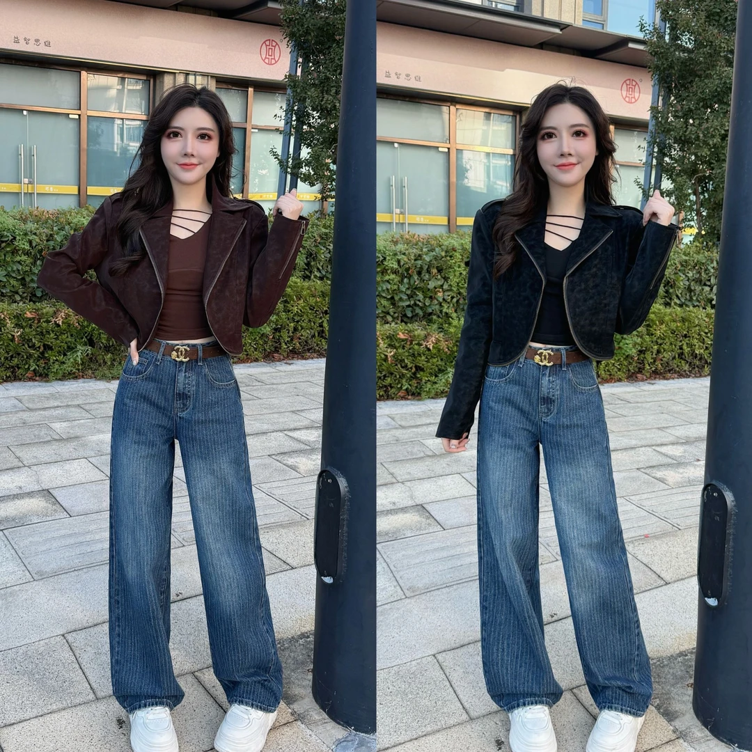 真真：秋冬 定制款拉链 鹿皮绒皮衣外套