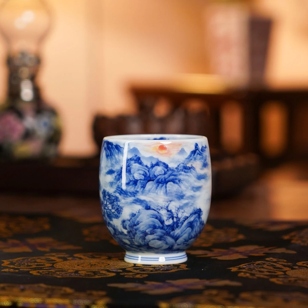 文凤窑  旭日东升蛋杯  茶具银中式茶道喝茶用手工WFY060