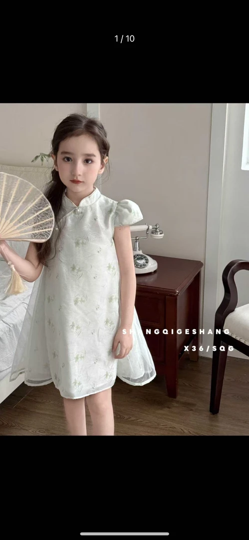 经典女宝潮流连衣裙（国风浅绿）