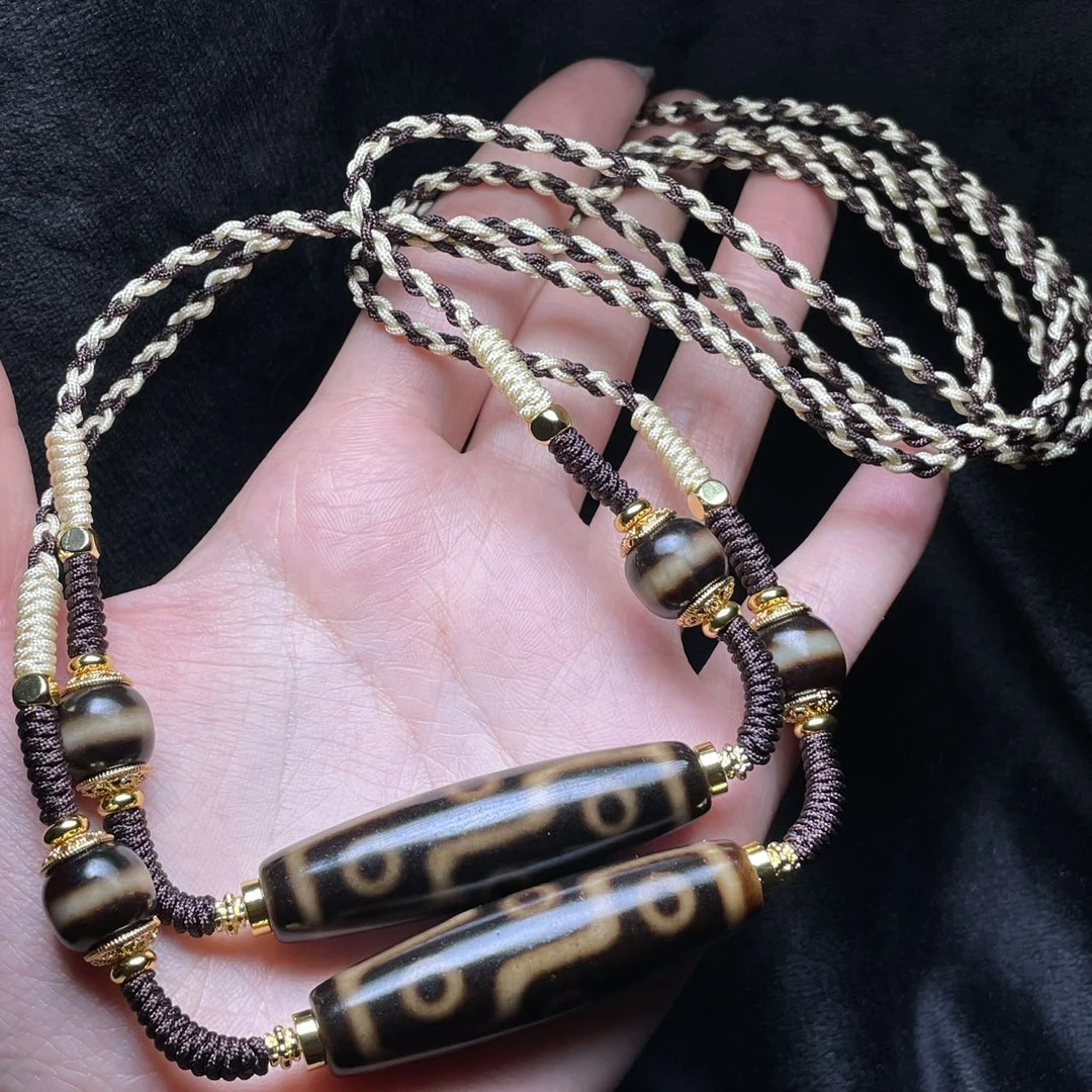 【小宝珠宝】15  T13826-玛瑙DIY脖挂（九眼）-多样性发其一-48x13mm+