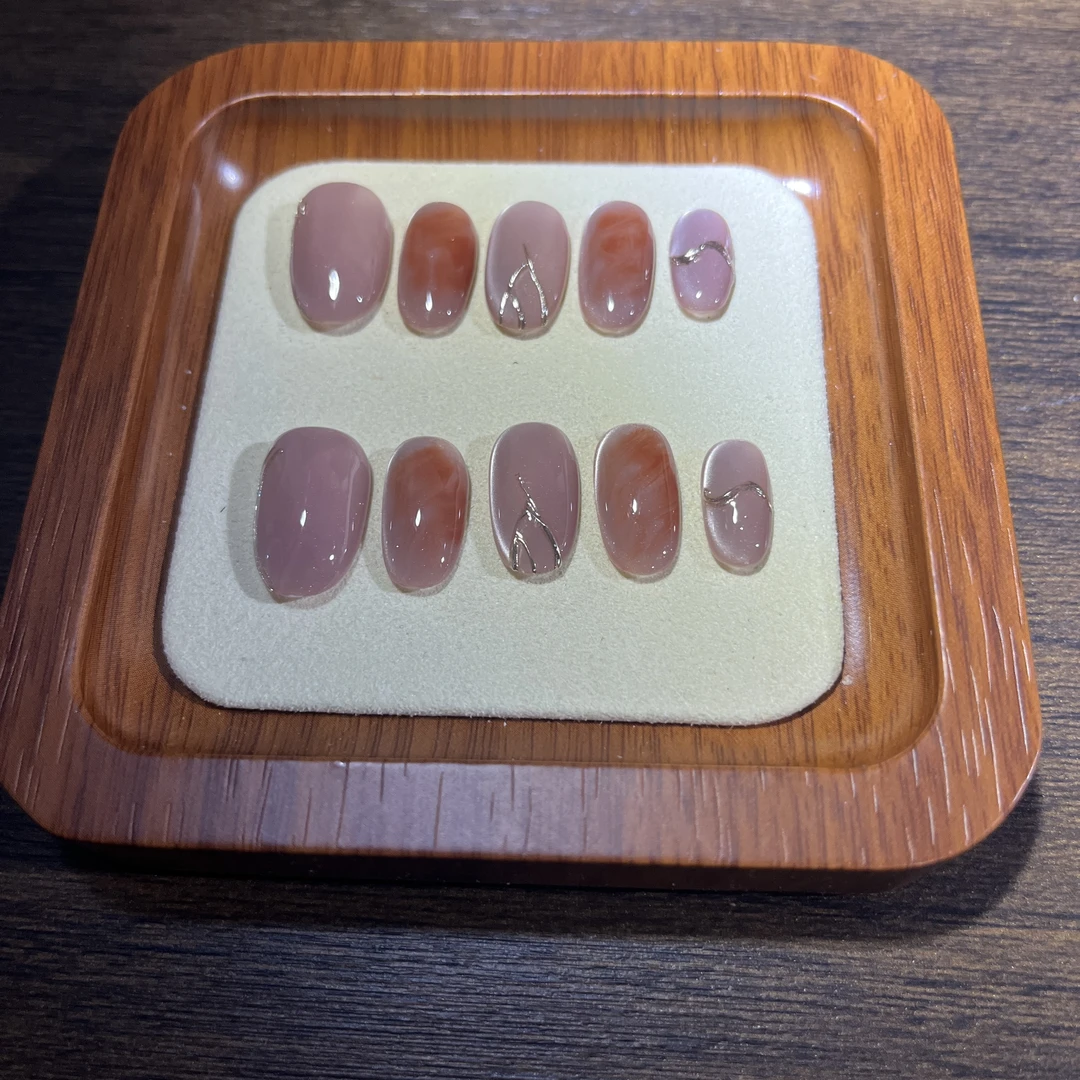 【粉色佳人】短t新年冬日款纯手工穿戴甲美甲光疗甲指甲贴片贴指甲