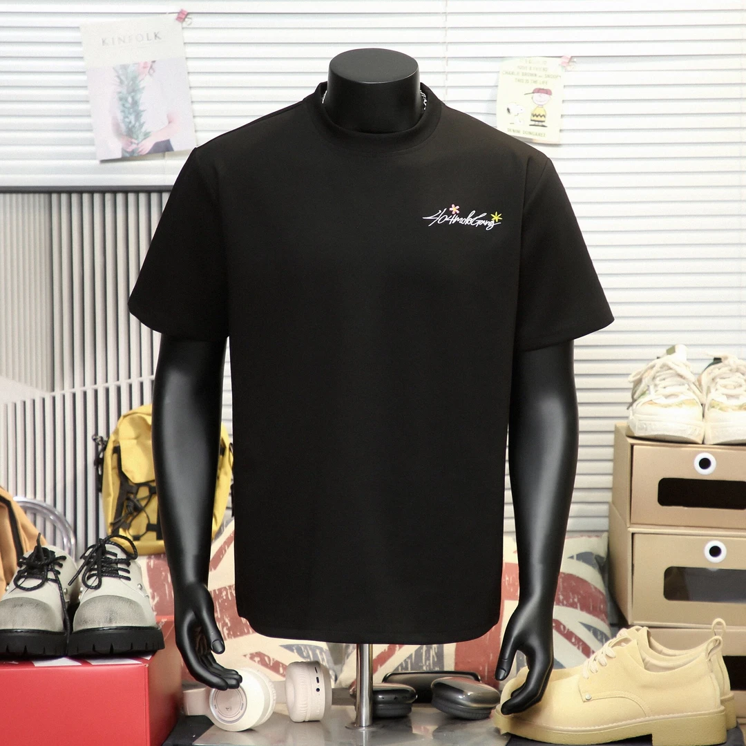 匡虎国风花卉刺绣短袖t恤男ins夏季宽松潮流痞帅圆领半袖情侣上衣