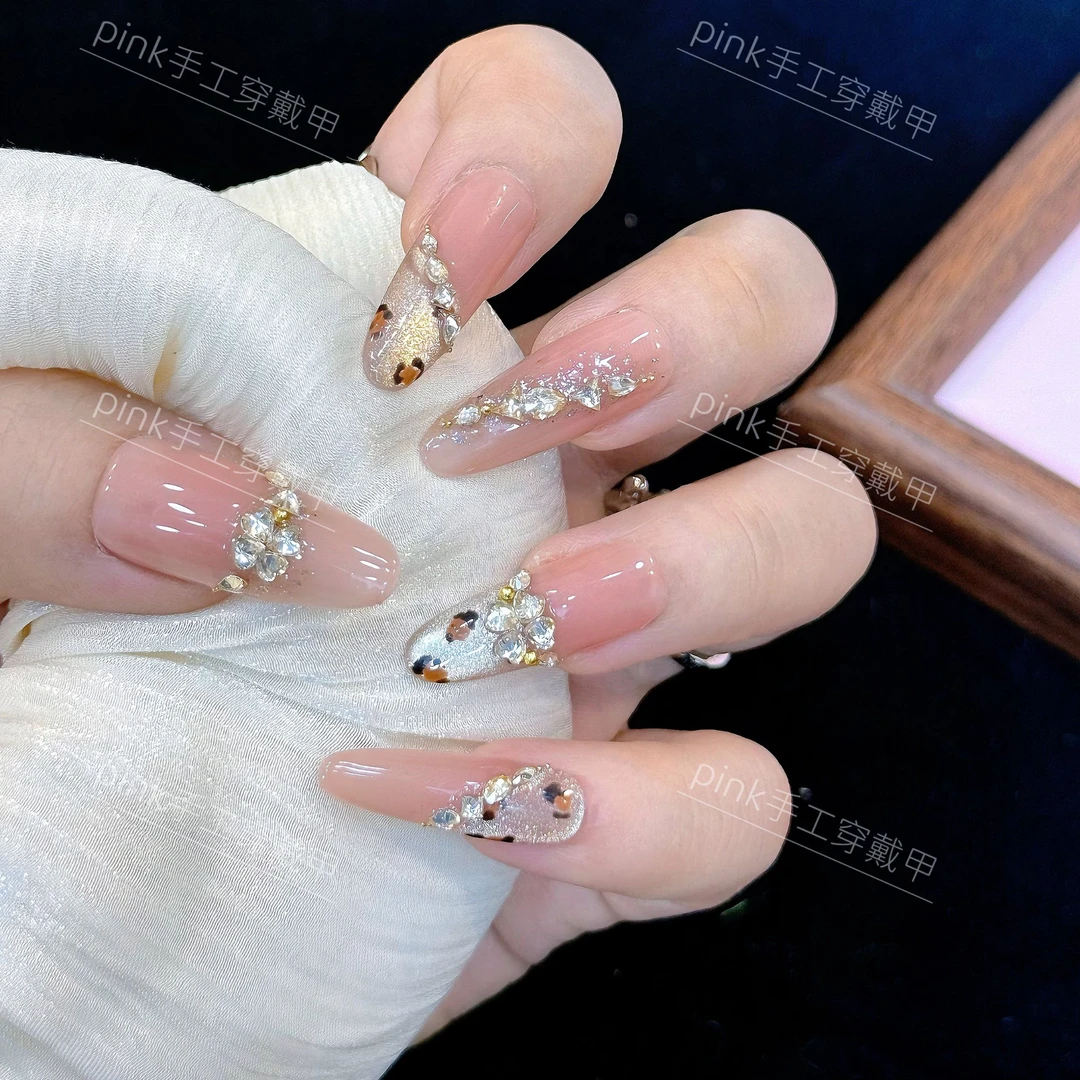 【摩卡豹纹】ZJG-猫眼款纯手工穿戴甲美甲-10片反复佩戴