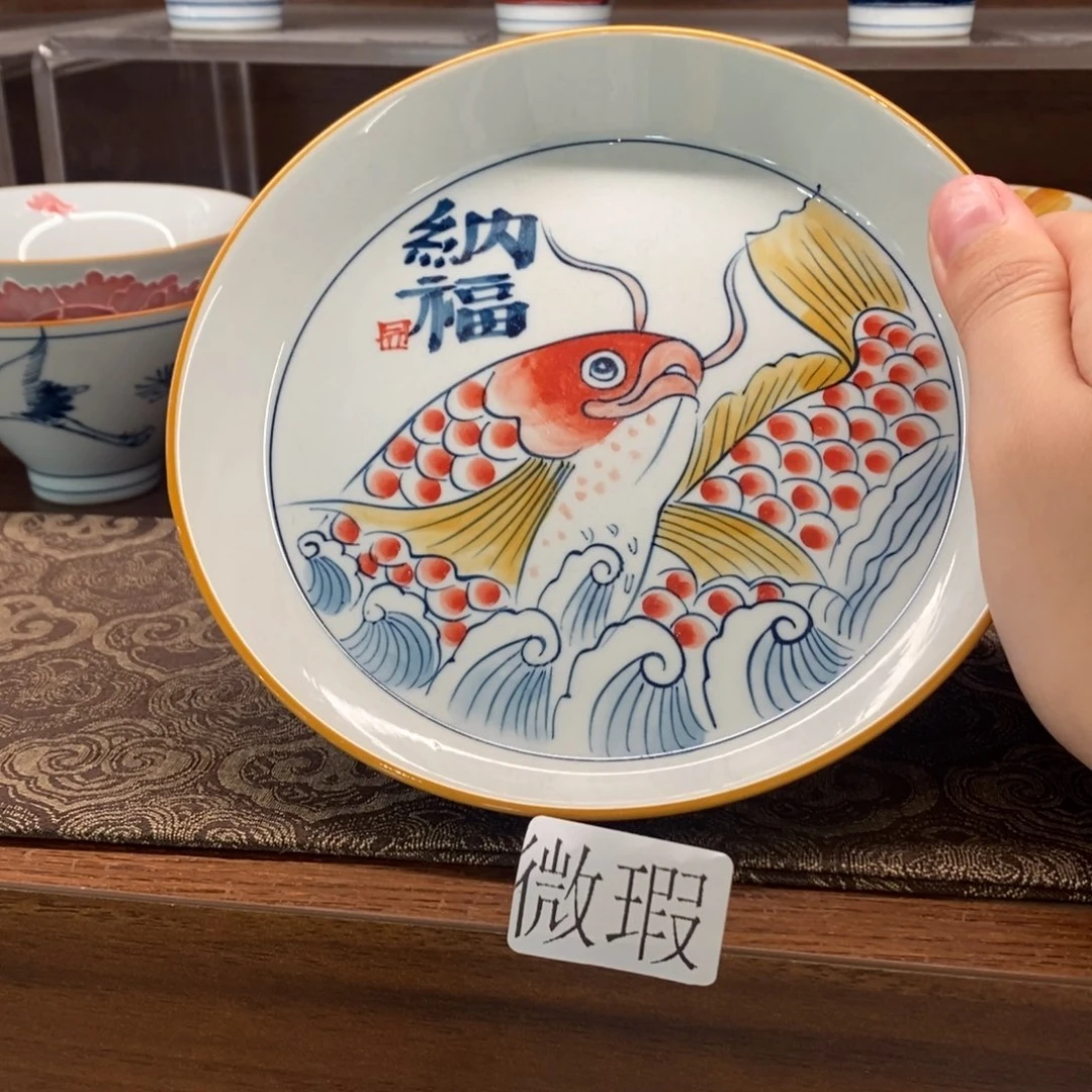 釉下彩老陶泥手工绘制