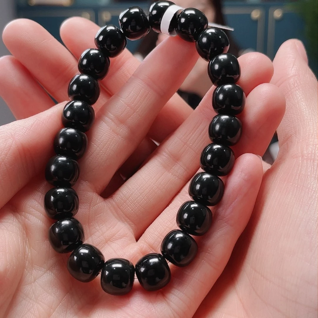 和田玉手串未镶嵌塔青卡9.10老型