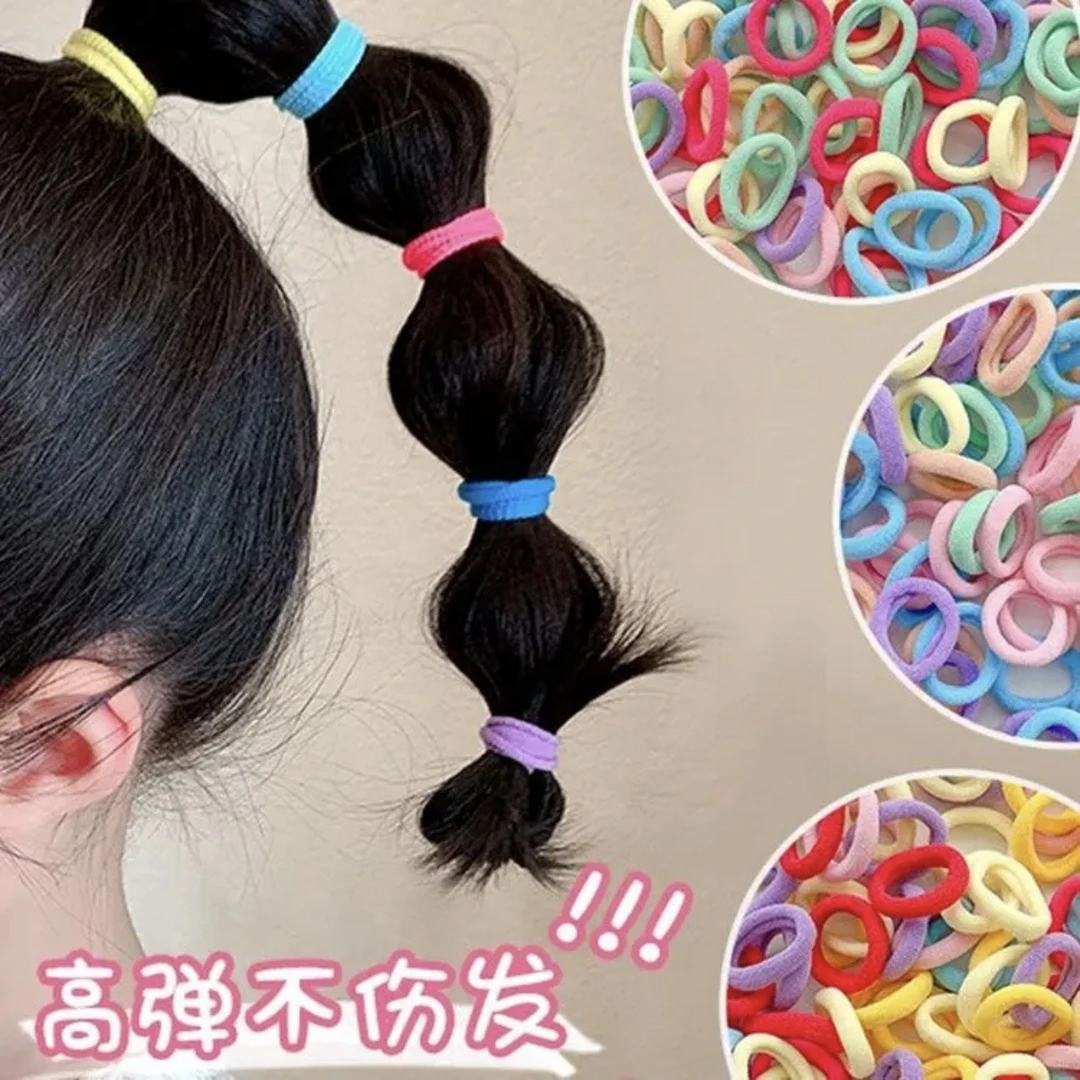 女童不伤发毛巾圈大弹性卡通风可爱休闲风女橡皮筋发饰不缠发不断