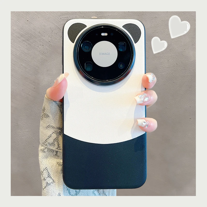 适用华为mate80promax手机壳熊猫外壳mate70Air高档皮纹mate60pro