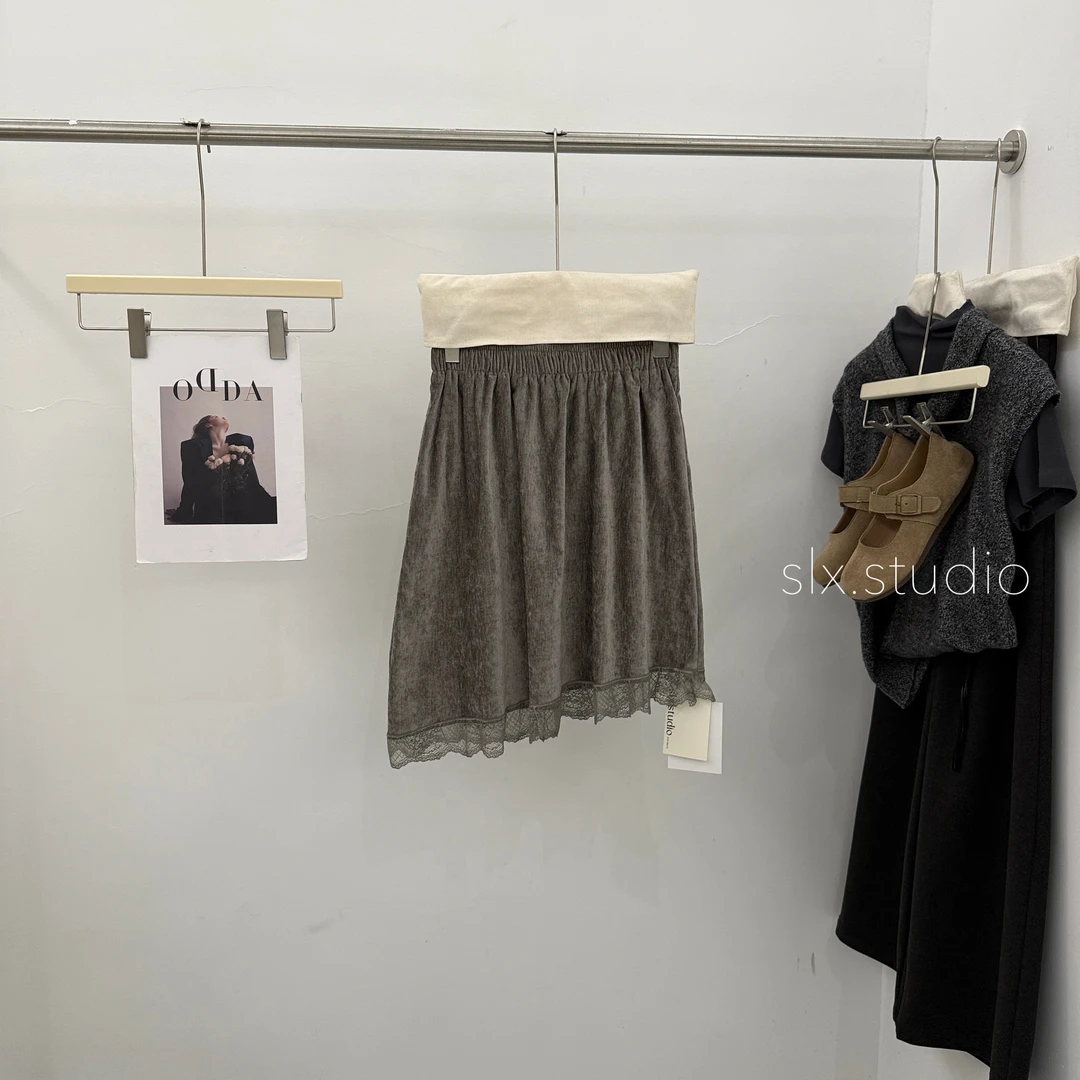 slx@ 5526 韩系拼蕾丝半裙