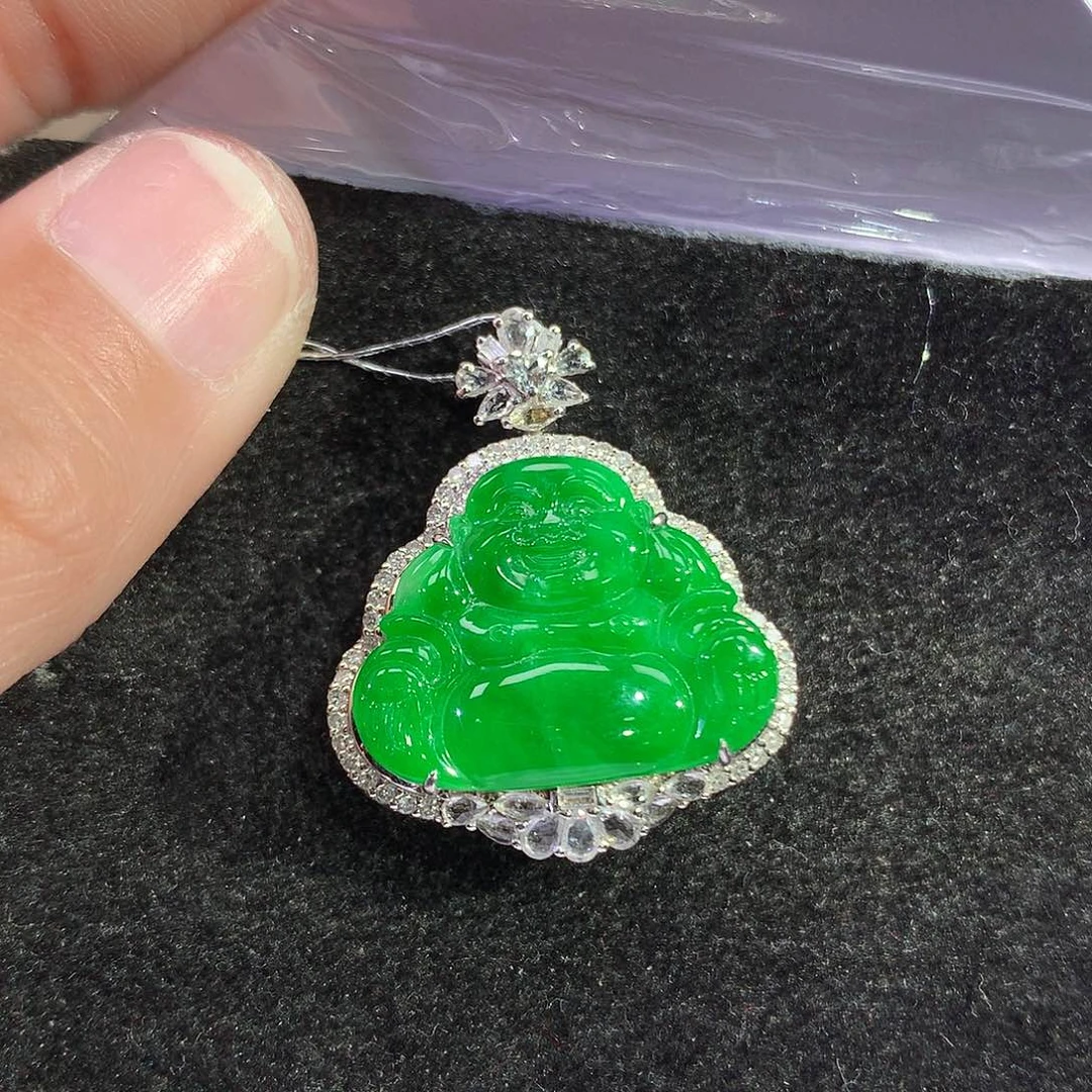 翡翠吊坠(赠链)18K金镶嵌