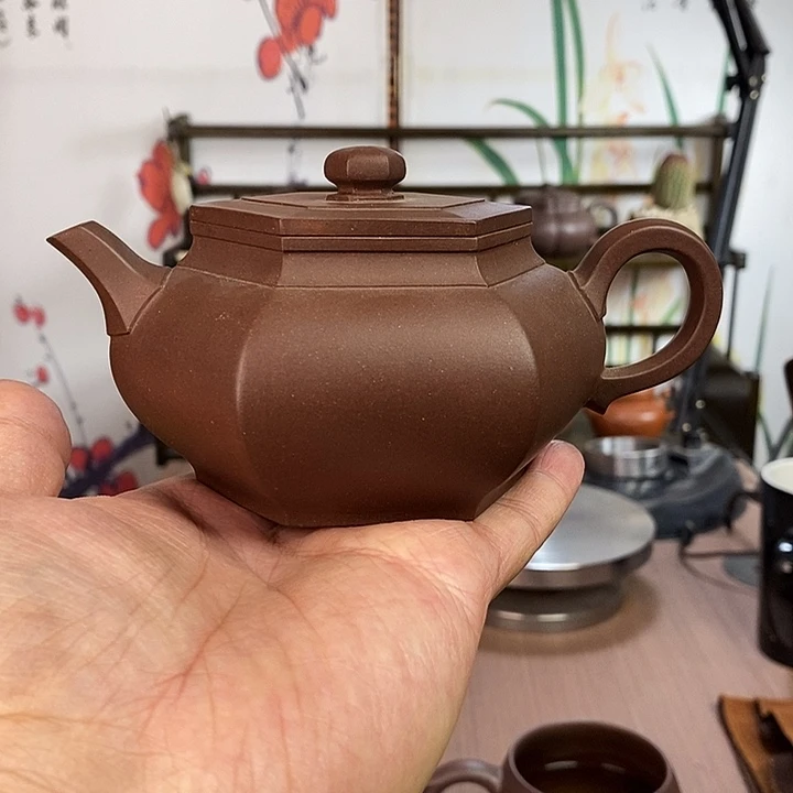 原矿紫泥全手工制作大彬六方壶