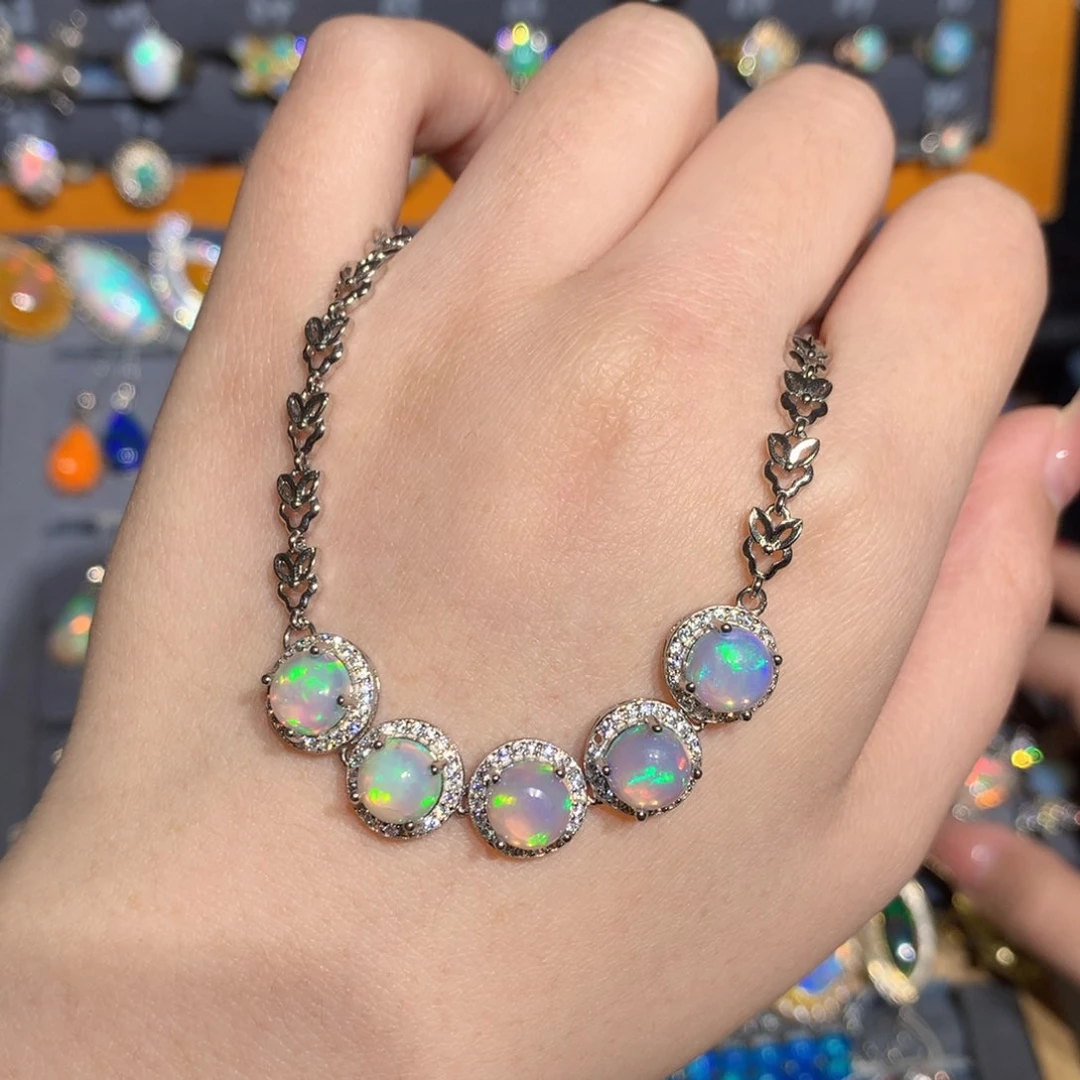 银S925镶嵌欧泊欧泊手链y