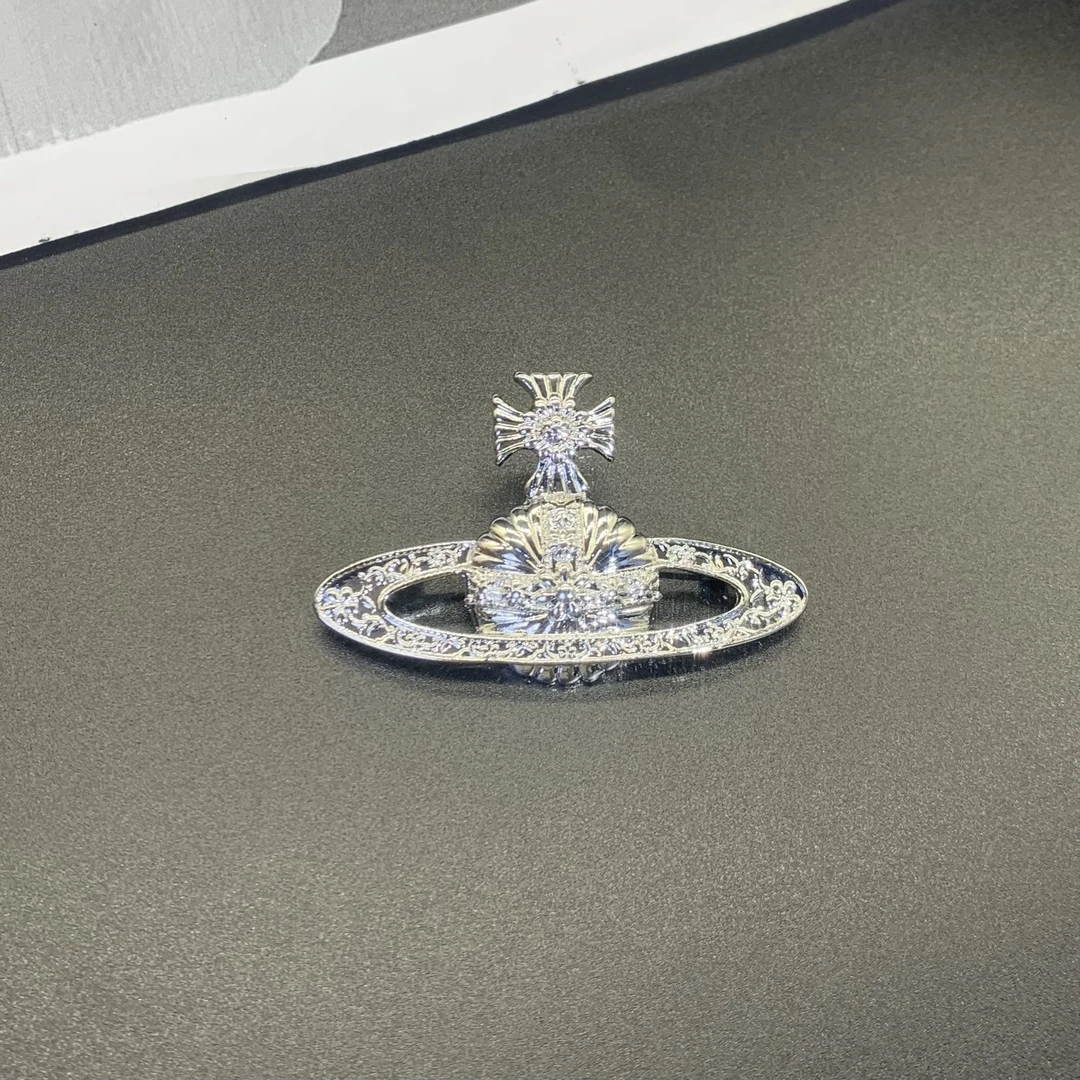 铜合金胸针 GP566 小众复古设计师土星满锆胸针