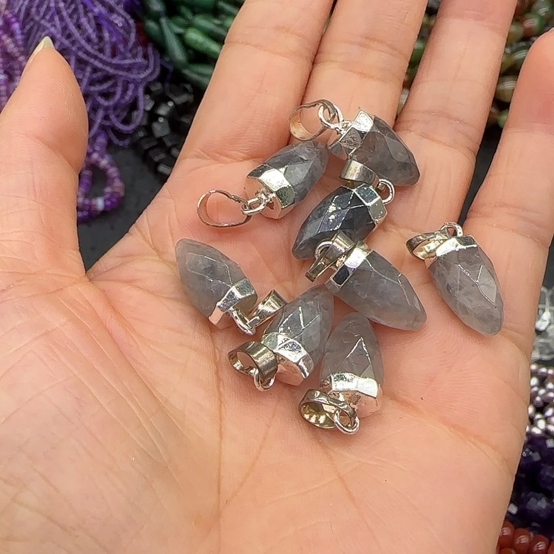 玛瑙/玉髓合金珠宝半成品云水晶吊坠一个