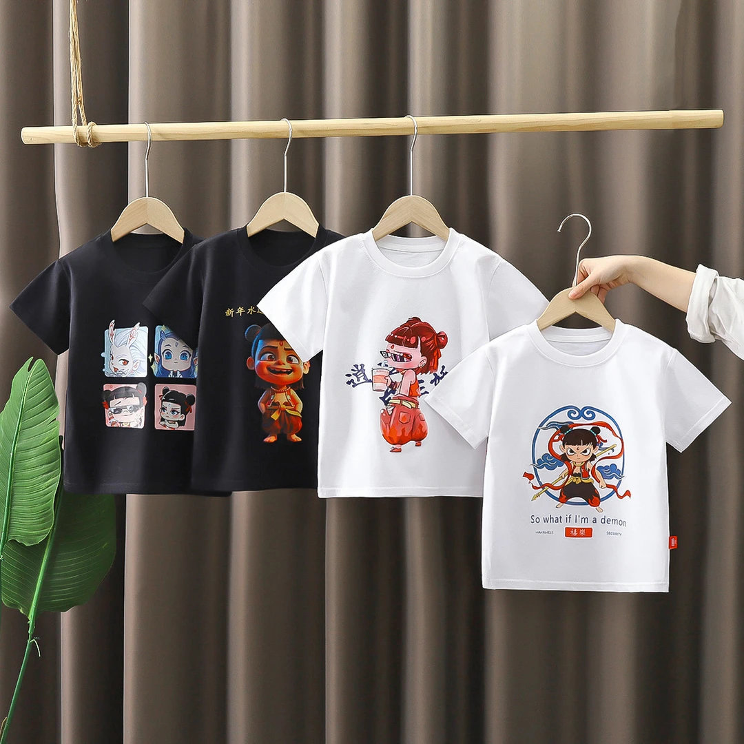 哪吒新款儿童纯棉短袖T恤宝宝上衣女宝打底衣上衣男童女宝打底衫