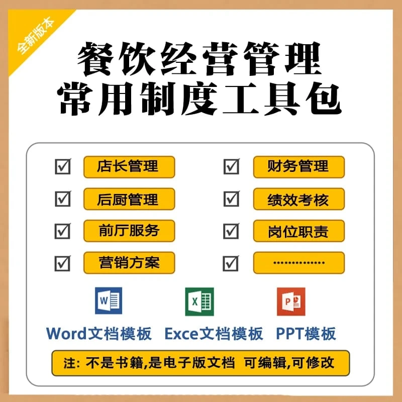 餐饮管理培训工具包【升级版】提升餐厅管理效率可编辑打印