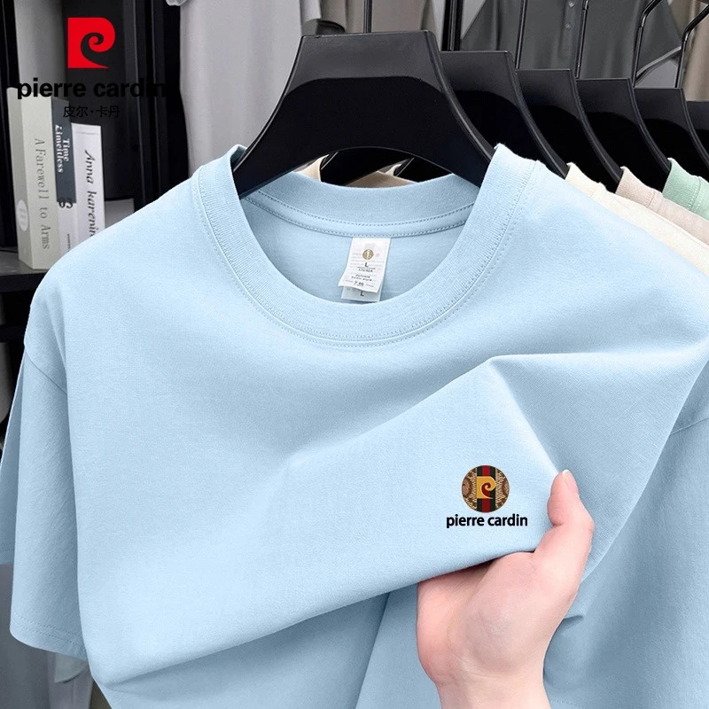 【100%纯棉】皮尔卡丹圆领短袖t恤男士夏季薄款高端简约潮流上衣男