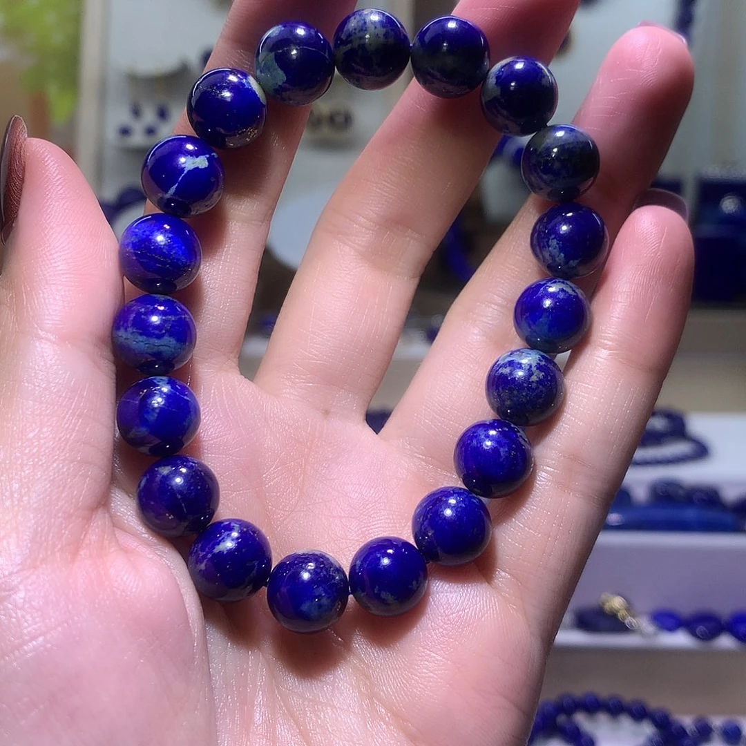 青金石未镶嵌天然原矿玉化料圆珠手串11m +