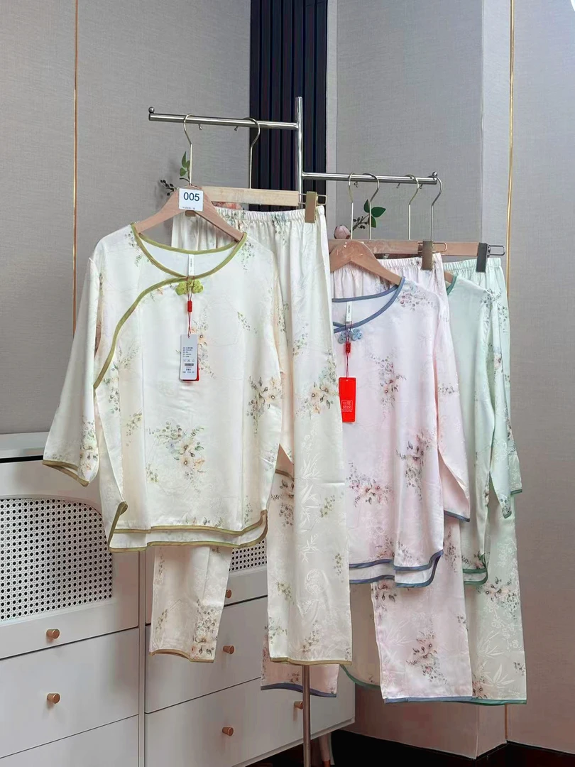 【005】【萱锦】睡衣成人女七分袖女士印花家居服套装圆领家居服