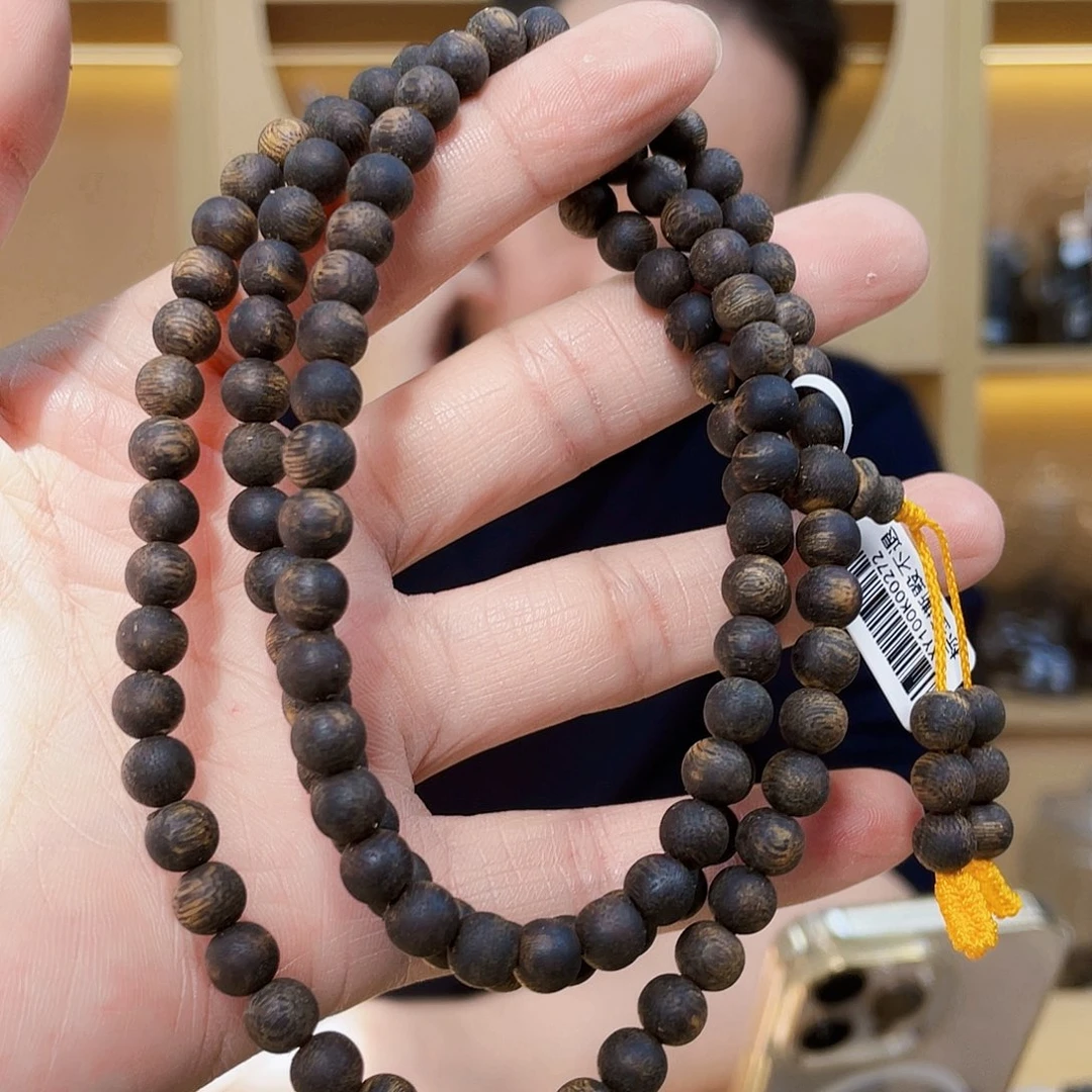 沉香碎屑沉香棋楠圆珠沉水长串06/19.7克+，多样性发一