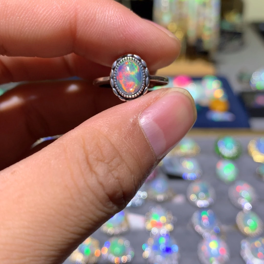 欧泊银S925镶嵌欧泊戒指