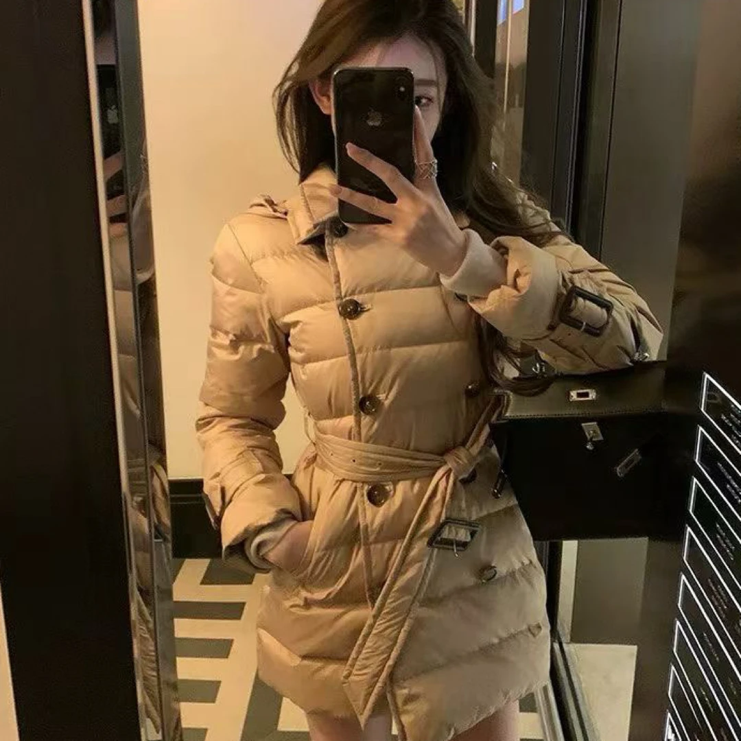 【晶妮妮专属】bbr系列 90白鹅绒高奢 可拆帽中长款修身收腰羽绒服