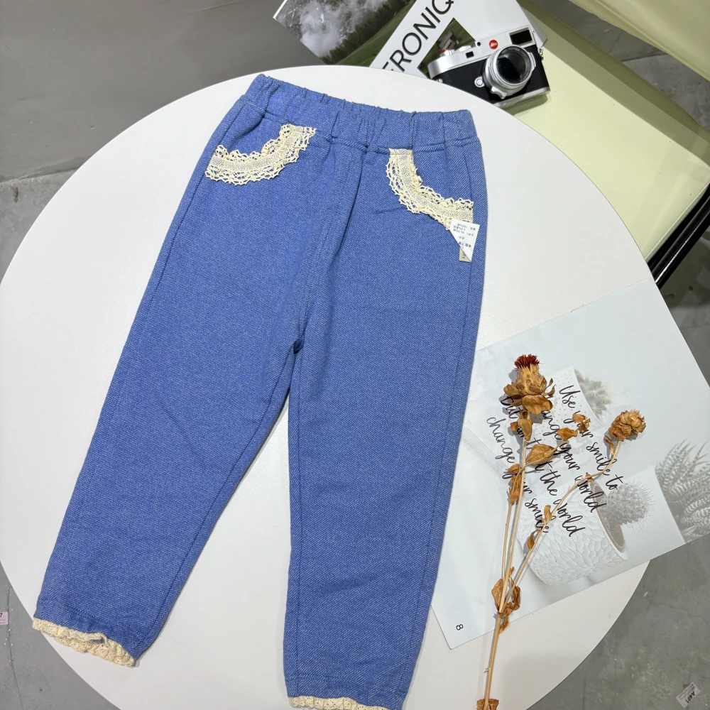 哎蔴蔴9032869秋冬小童宝针织加厚夹裤女童双层卫裤时尚百搭洋气